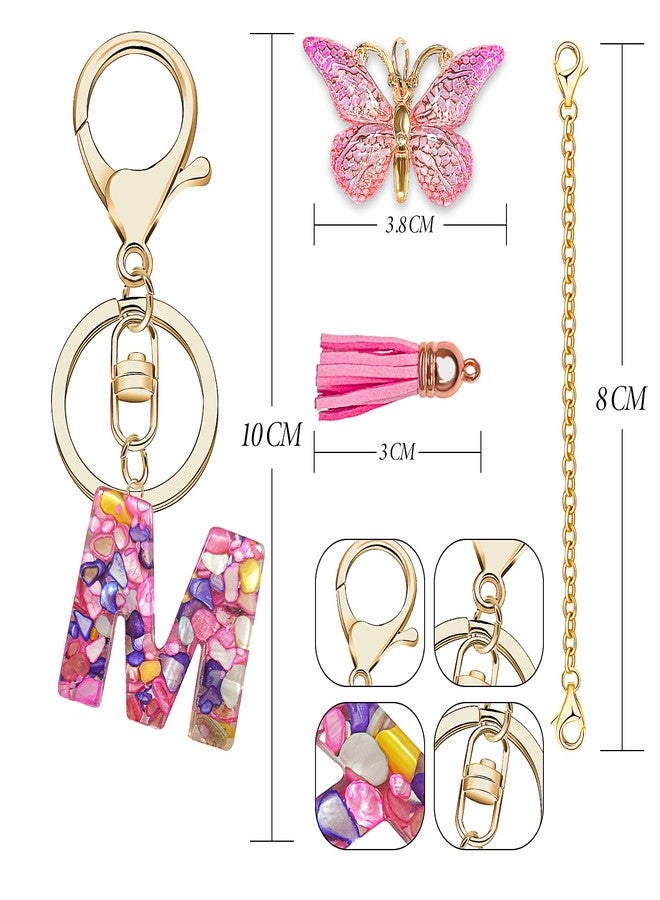 DMLNN Straw Covers for Stanley Cup, 3Pcs Butterfly Initial Letter Straw Covers with Initial Letter Keychains - RoseRed (Letter M) - Image 3