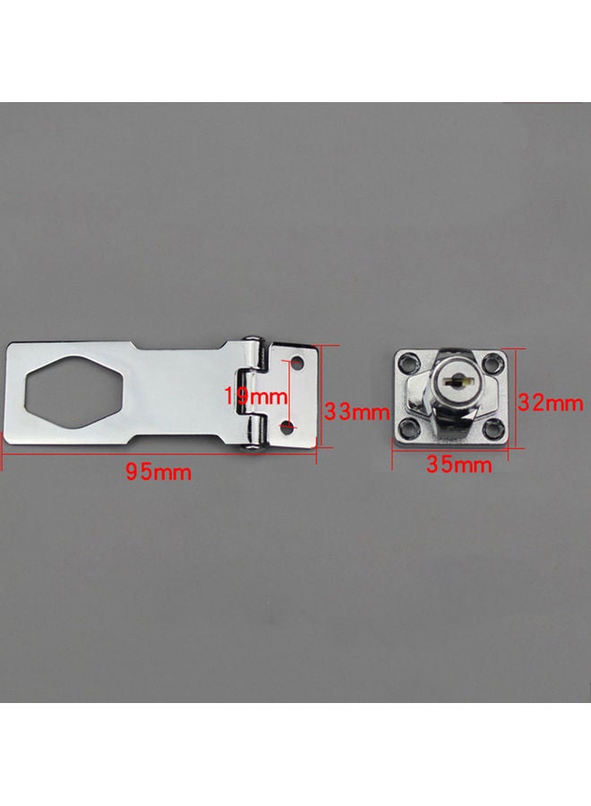 Plating Self Locking Security Hasp Staple 2 Keys Cabinet Lock Drawer Padlock Silver 20*10*20cm