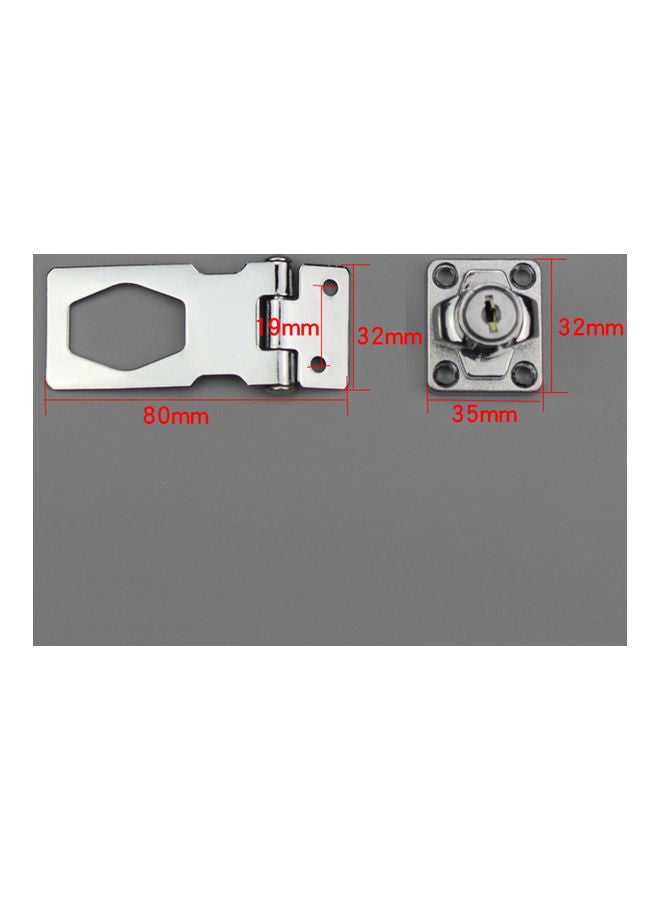 Plating Self Locking Security Hasp Staple 2 Keys Cabinet Lock Drawer Padlock Silver 20*10*20cm