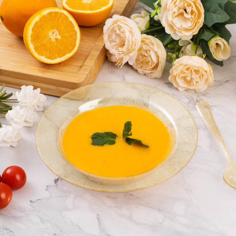 Goodluck 50 Pack Gold Glitter Plastic Bowls  12oz Disposable Soup Bowls  Heavy Duty Dessert Bowls for Weddings  Parties  Dinners  Catering  Christmas and Everyday Use - Image 4