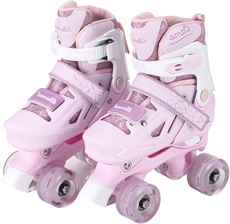DAYONG Adjustable Roller Skates for Kids with Flashing Wheels - Pink (M 35-38) - Image 1