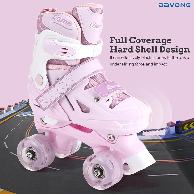 DAYONG Adjustable Roller Skates for Kids with Flashing Wheels - Pink (M 35-38) - Image 4
