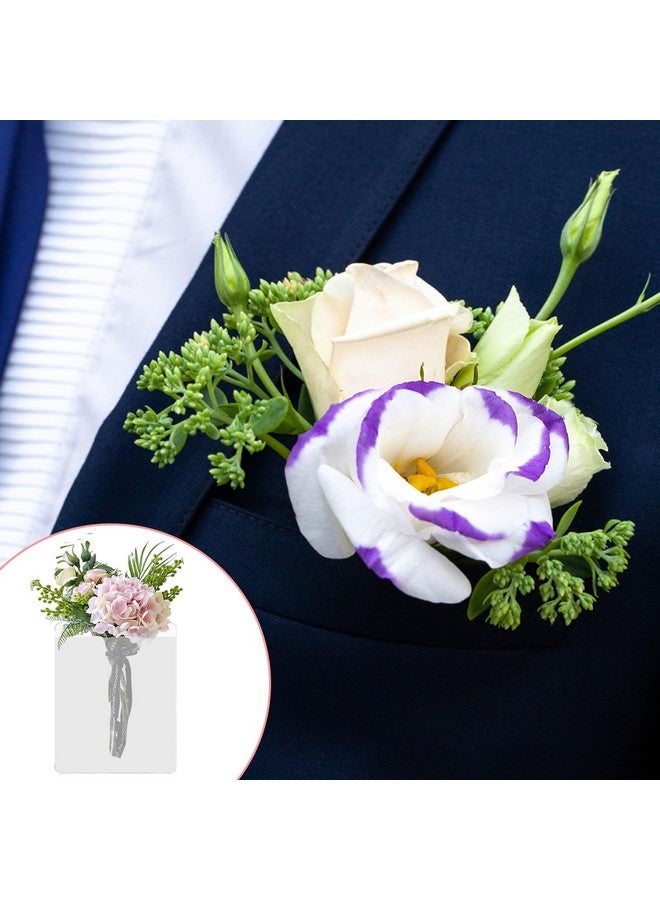 CANIPHA 20Pcs Pocket Boutonniere Plastic Sleeve, Pocket Boutonniere Holder, Clear Sleeves Boutonniere Pocket Holder No Lapel Pin Required, Flower Holders For Groom Groomsmen Ceremony (No Flowers)  - Image 5