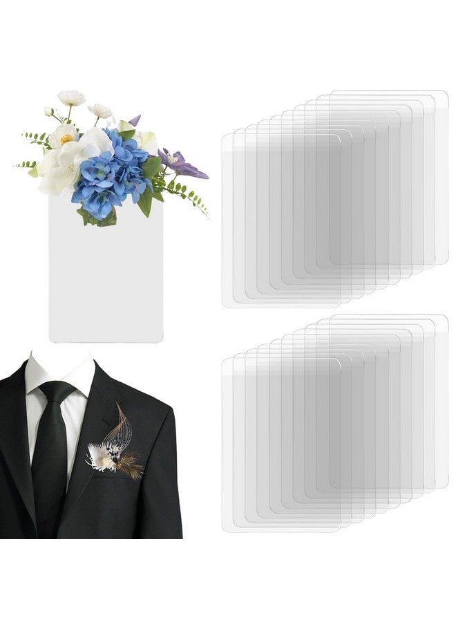 CANIPHA 20Pcs Pocket Boutonniere Plastic Sleeve, Pocket Boutonniere Holder, Clear Sleeves Boutonniere Pocket Holder No Lapel Pin Required, Flower Holders For Groom Groomsmen Ceremony (No Flowers)  - Image 1