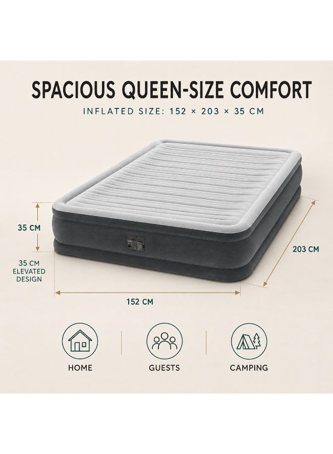 INTEX Lamb Fleece Air Mattress with Built-in Electric Pump, 35cm Elevated 500kg Load Capacity, Double-layer Wire-pulling Inflatable Bed, 2 Min Quick Inflation, Thickened PVC for Home Camping Guest Use, 152x203x35cm - Image 5
