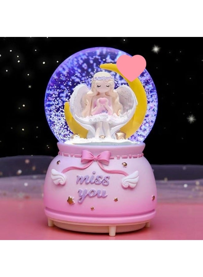 Music Box Luminous Music Box Birthday Gift Girls And Girls Balls Internet Popular Children Dream Princess Crystal Ball-Colour:Blue Elsa+packaging+gift Bag-Size:Large Music + Lanterns + Automatic Sno - Image 5