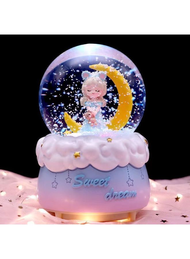 Music Box Luminous Music Box Birthday Gift Girls And Girls Balls Internet Popular Children Dream Princess Crystal Ball-Colour:Blue Elsa+packaging+gift Bag-Size:Large Music + Lanterns + Automatic Sno - Image 4