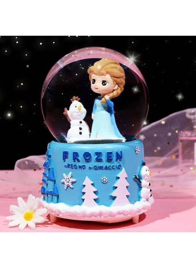 Music Box Luminous Music Box Birthday Gift Girls And Girls Balls Internet Popular Children Dream Princess Crystal Ball-Colour:Blue Elsa+packaging+gift Bag-Size:Large Music + Lanterns + Automatic Sno - Image 1