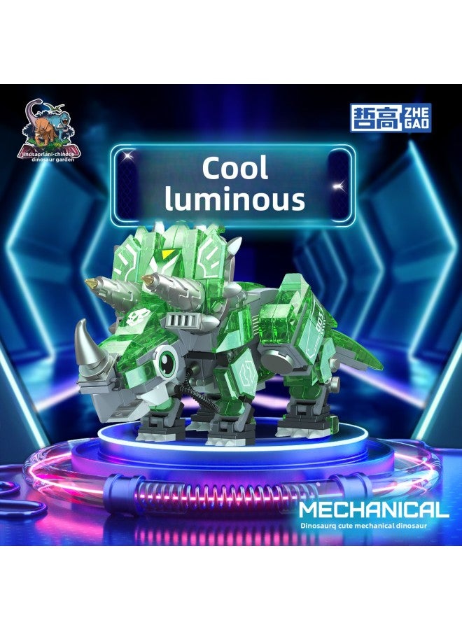 Zhegao DZ4101 Luminous Mechanical Dinosaur Tyrannosaurus Rex Turtle Children's Educational Assembled Building Blocks Toy Ornaments Gift-Color:Zhegao 662022 -1 Red Lotus Magic Dragon  - Image 5