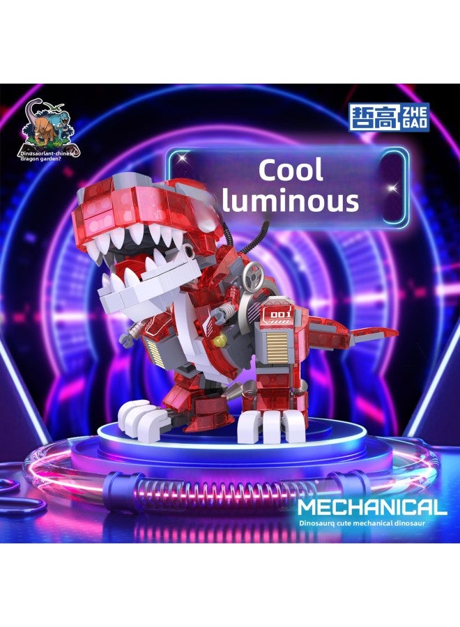 Zhegao DZ4101 Luminous Mechanical Dinosaur Tyrannosaurus Rex Turtle Children's Educational Assembled Building Blocks Toy Ornaments Gift-Color:Zhegao 662022 -1 Red Lotus Magic Dragon  - Image 3