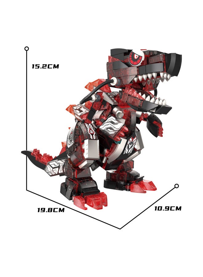 Zhegao DZ4101 Luminous Mechanical Dinosaur Tyrannosaurus Rex Turtle Children's Educational Assembled Building Blocks Toy Ornaments Gift-Color:Zhegao 662022 -1 Red Lotus Magic Dragon  - Image 1