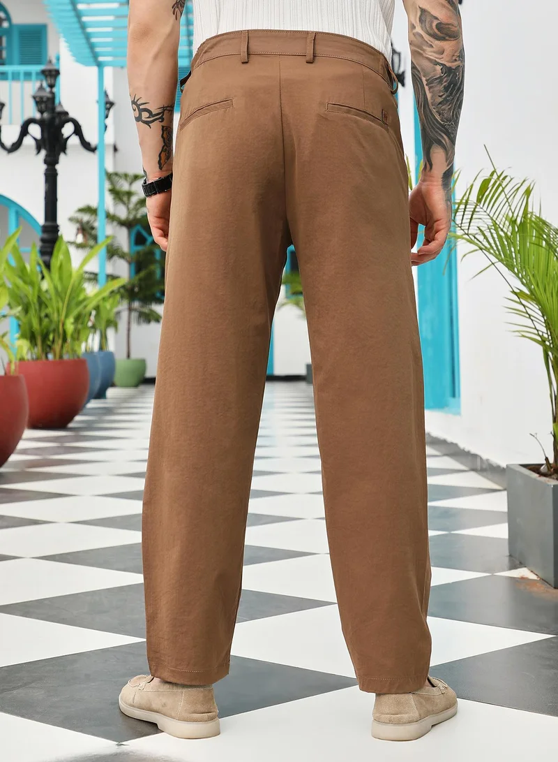 Campus Sutra  Lightweight - Double-Pleated Tailored Trousers for Men | Best Price UAE
