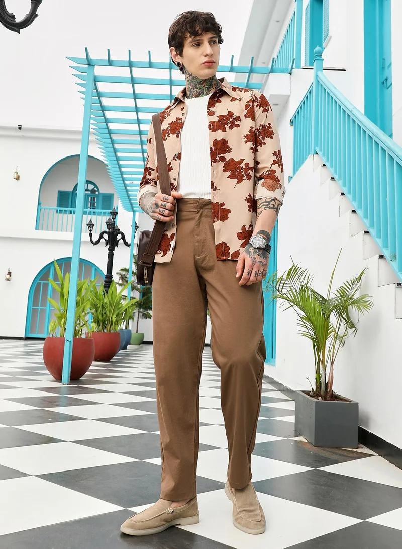 Campus Sutra  Lightweight - Double-Pleated Tailored Trousers for Men | Best Price UAE
