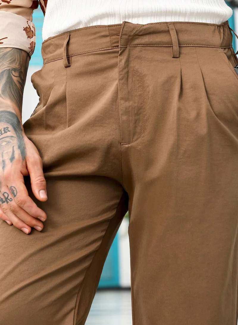 Campus Sutra  Lightweight - Double-Pleated Tailored Trousers for Men | Best Price UAE