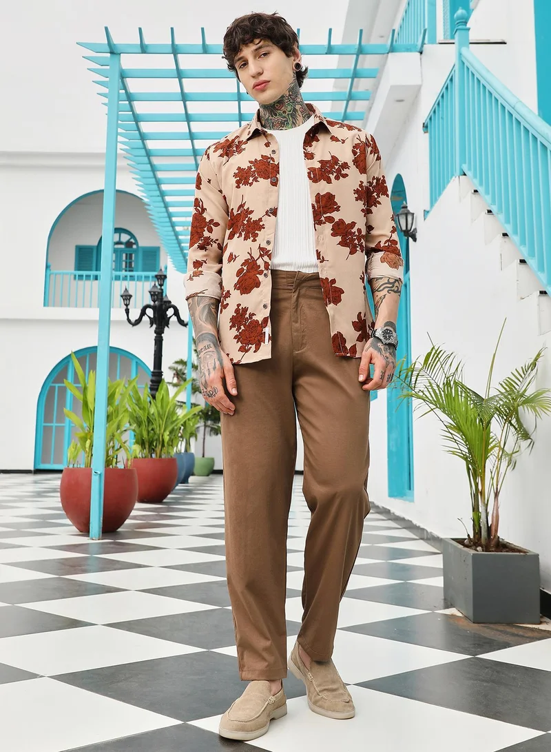 Campus Sutra  Lightweight - Double-Pleated Tailored Trousers for Men | Best Price UAE