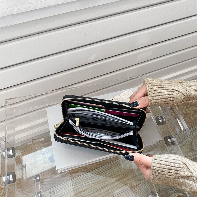 Multifunctional Solid Color PU Leather Wallet, RFID Blocking Design Portable Daily Storage Purse for Cards Cash Coin Business Use - Image 4