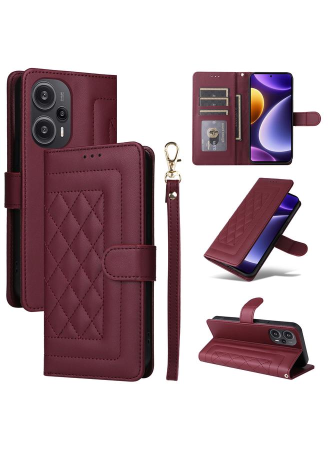The Bros Case For Xiaomi Poco F5 Diamond Lattice Leather Flip Phone Case
