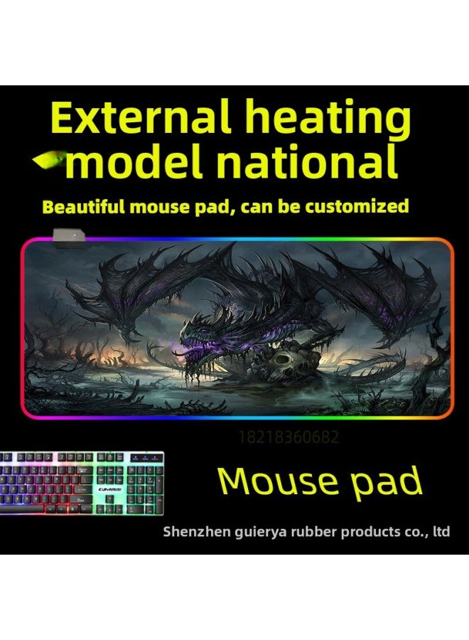 Led Light-emitting Pad Internet Cafe Game Set/made Mouse Pad Mouse Pad Large Rgb E-sports Table Pad-Color:300*700*4mm-Pattern:Flying Dragon