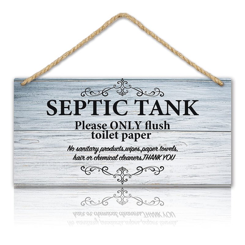 TOARTi Bathroom Quote Wood Sign-12.5x25cm,Toilet Rule Wooden Plaque Hanging Wall Art, Septic Tank Toilet Notes Hanging Bathroom Restroom Door Decoration - Image 1
