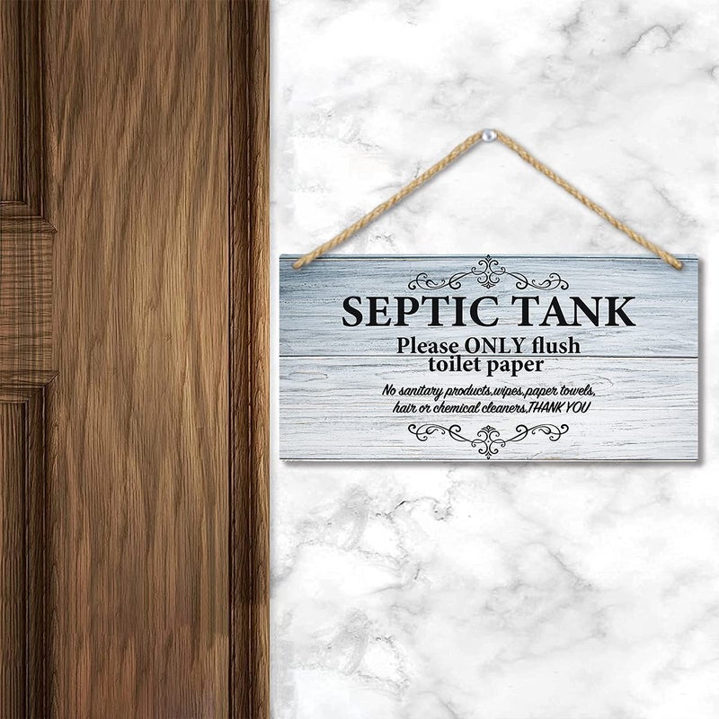 TOARTi Bathroom Quote Wood Sign-12.5x25cm,Toilet Rule Wooden Plaque Hanging Wall Art, Septic Tank Toilet Notes Hanging Bathroom Restroom Door Decoration - Image 3