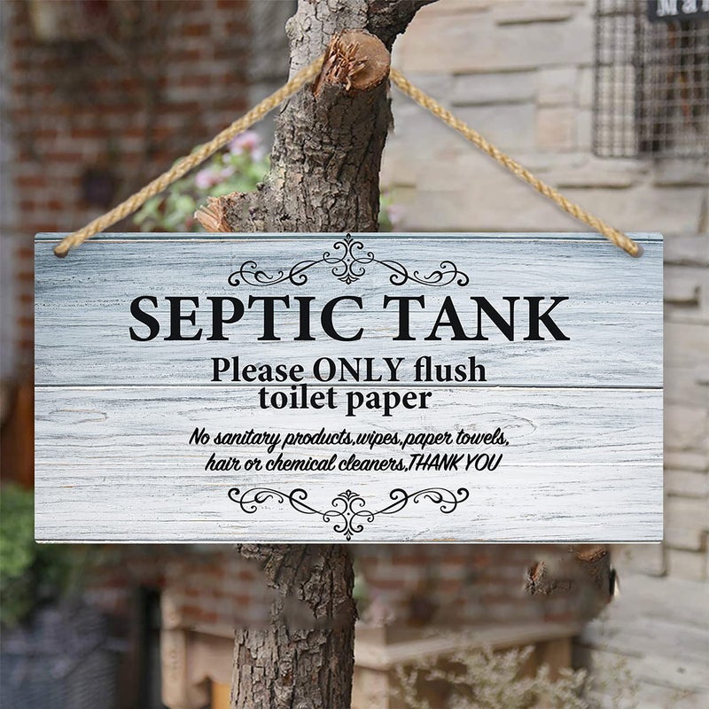 TOARTi Bathroom Quote Wood Sign-12.5x25cm,Toilet Rule Wooden Plaque Hanging Wall Art, Septic Tank Toilet Notes Hanging Bathroom Restroom Door Decoration - Image 5