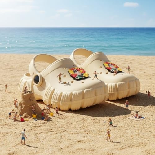 GIMME ! Kids Clogs for Boys & Girls | Lightweight EVA Summer Shoes | Breathable Slip-On Sandals with Back Strap | Anti-Slip, Water-Friendly Beach Footwear 8100 Beige - Image 2