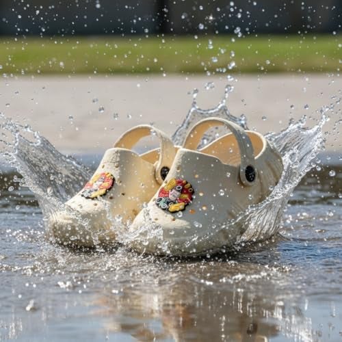 GIMME ! Kids Clogs for Boys & Girls | Lightweight EVA Summer Shoes | Breathable Slip-On Sandals with Back Strap | Anti-Slip, Water-Friendly Beach Footwear 8100 Beige - Image 4