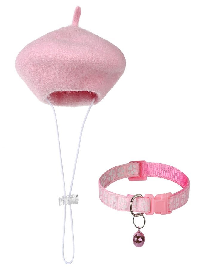 ITODA Artist Dog Costume Cute Dog Beret Adjustable Dogs Collar with Bell Halloween Cosplay Pet Costumes Accessories for Small Cat - Image 2