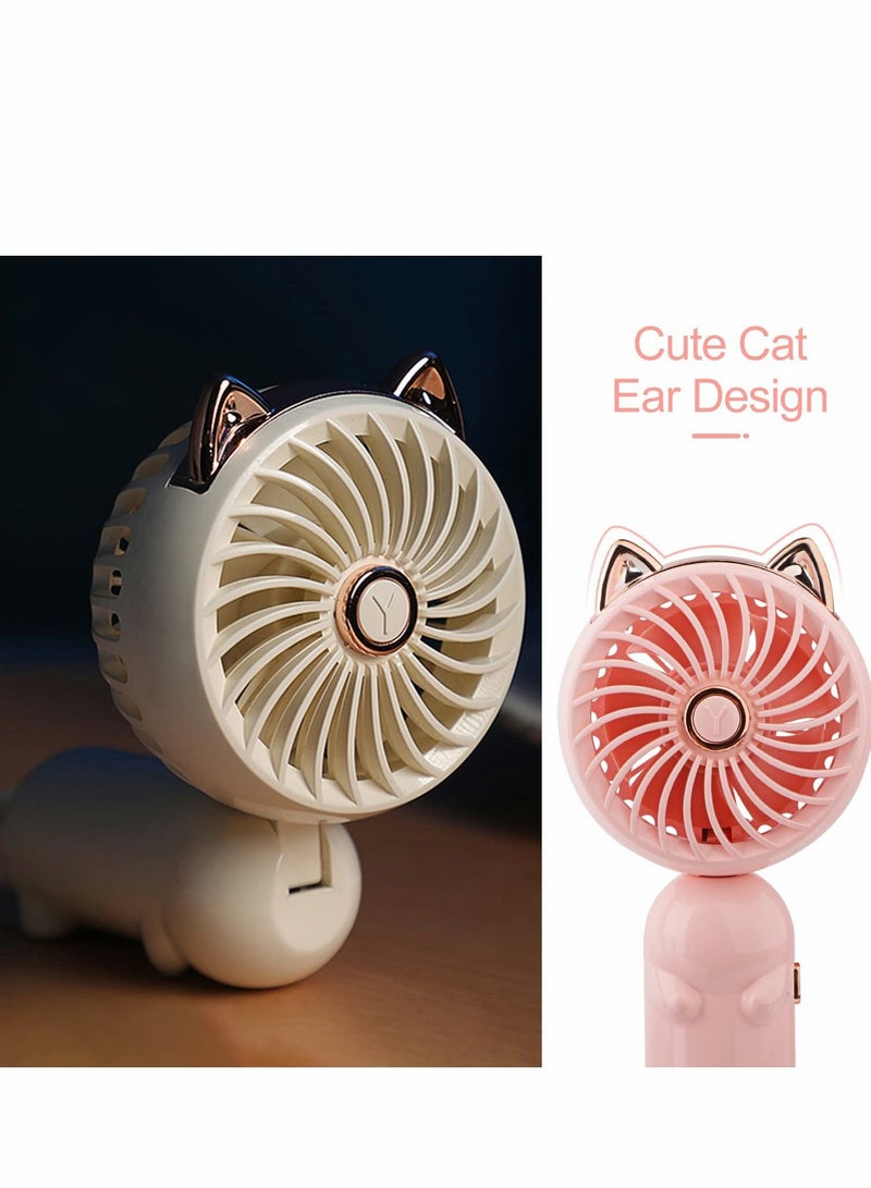 Excefore Handheld Mini Fan, 3 Speeds Strong Wind Personal Portable USB Fan with Rechargeable Battery, Foldable Small Electric for Girls/Women/Kids Outdoor Travel, Office/Desktop，Pink - Image 5