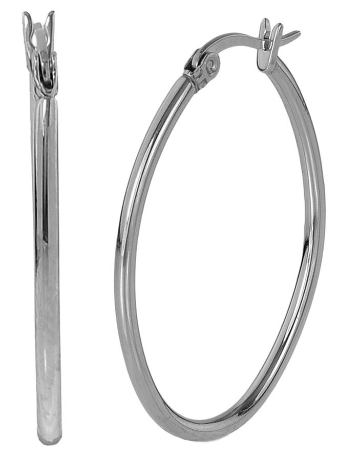 S.Michael Designs Stainless Steel Set of Oval Hoop Earrings - Image 2