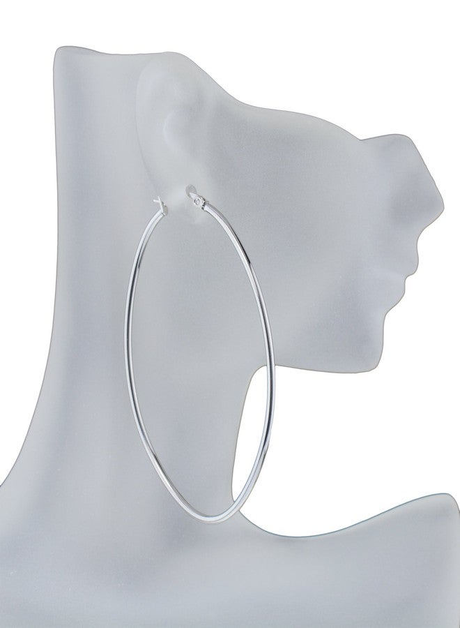 S.Michael Designs Stainless Steel Set of Oval Hoop Earrings - Image 4