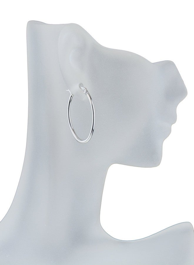 S.Michael Designs Stainless Steel Set of Oval Hoop Earrings - Image 5