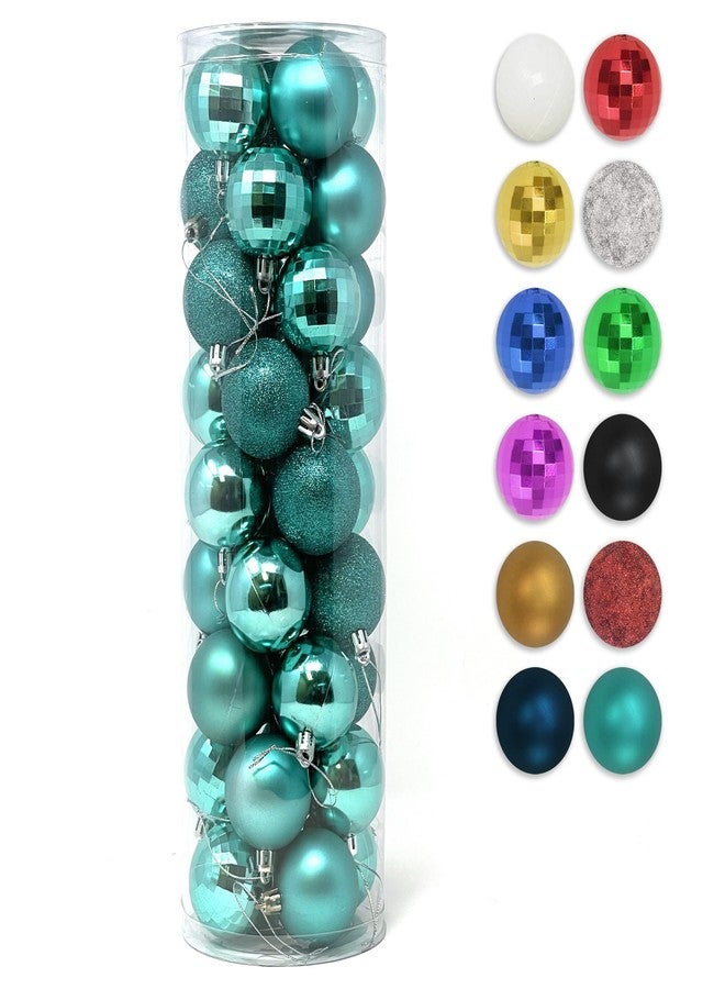 Allgala Christmas Balls 36 PK 2 Inch (5CM) Pre-Strung Shatter Proof Christmas Ornament Balls for Xmas Tree-4 Style-Turquoise - Image 1