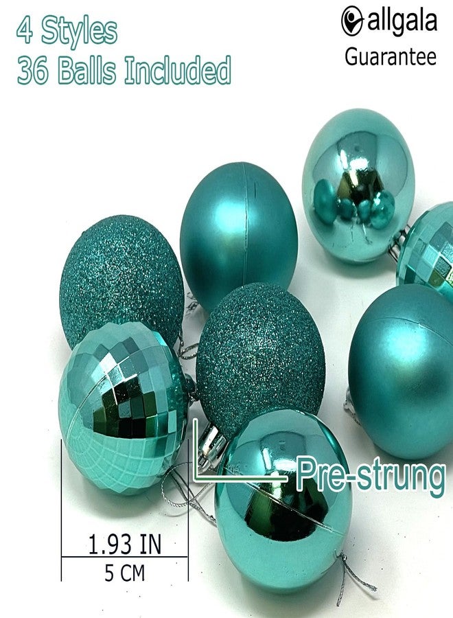 Allgala Christmas Balls 36 PK 2 Inch (5CM) Pre-Strung Shatter Proof Christmas Ornament Balls for Xmas Tree-4 Style-Turquoise - Image 2