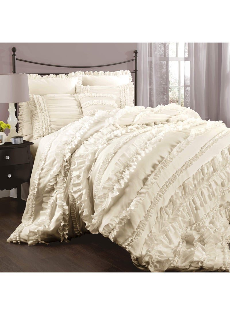 Lush Decor Lush Decor C07815P13 Belle Ivory Comforter 96 x 92 inches Ruffled Shabby Chic 4 Piece Set with Bed Skirt80 x 60 inches with a 14 5 inch drop and 2 Pillow Shams20 x 26 inches FullQueen 