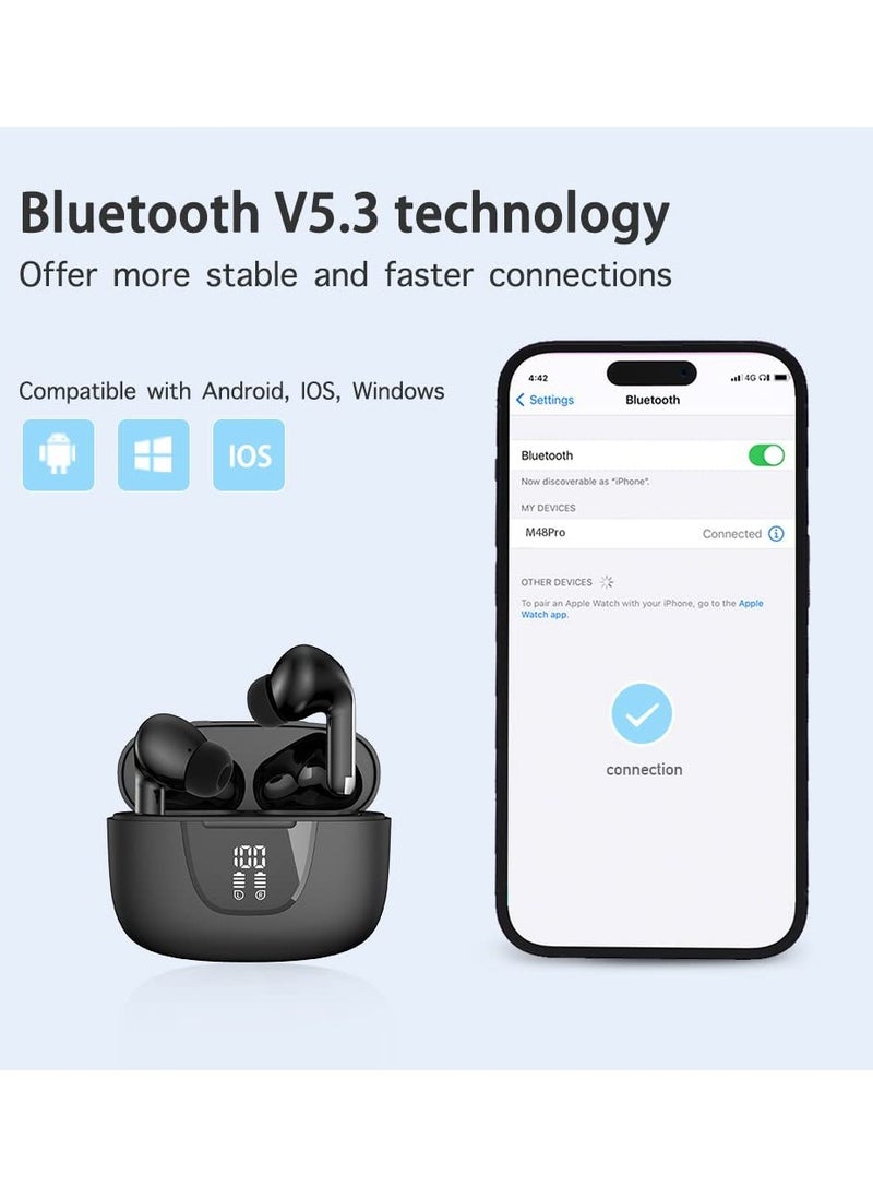 VKL Bluetooth Earphones with 4 Mics Wireless Earbuds, Premium Sound, ENC Noise Cancelling for HD Stereo Calls, Ultra-Light in-Ear TWS Headphones, Touch Control, IPX5 Waterproof for Sports  - Image 2