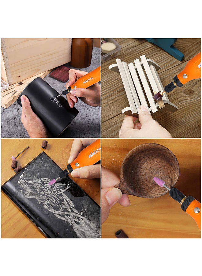 5-Speed Speed Speed Adjustment Mini Electric Grinder Tool Set USB Charging Grinding Machine for Jade Carving Wood Punching Metal Grinding Polishing Orange 21.0x7.0x5.5cm - Image 2