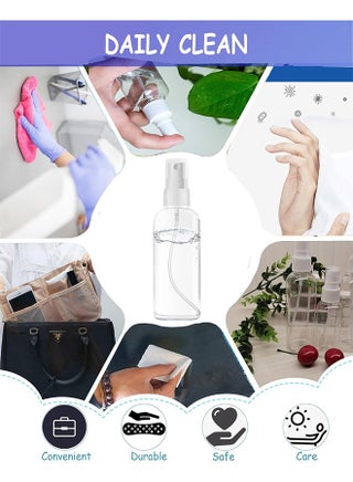Clear Plastic Essential Oil Spray Bottle, Four Size - 30ml, 50ml, 60ml and 100ml,Mini Travel Bottle Set for Perfumes, Travel, Small Refillable Liquid Containers, Set of 4 - view 2