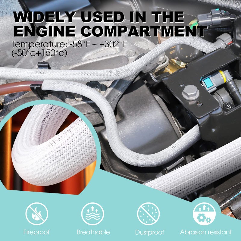 AGPTEK Cable Sleeve Cover, 10ft - 1 inch Cord Management Wire Organizer Under Desk, Home Office Computer Wire Cover Hider Cord Protector, Protect Pet Cat Dog from Chewing, White - Image 2