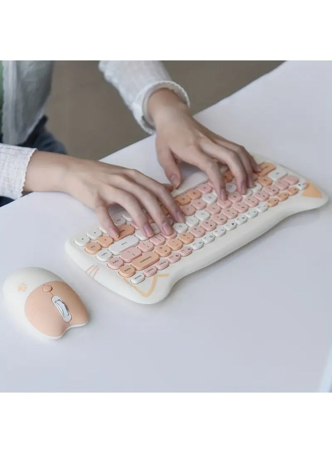 موفيفي MOFii لطيف القط أذن لوحة المفاتيح اللاسلكية والفأر كومبو، 84 مفتاح المدمجة الحجم الكامل، الصامت، المحمولة، البصرية، ABS المواد، بطارية AAA غير القابلة لإعادة الشحن، 2.4GHz غير اللاسلكية، للكمبيوتر الشخصي - Image 3