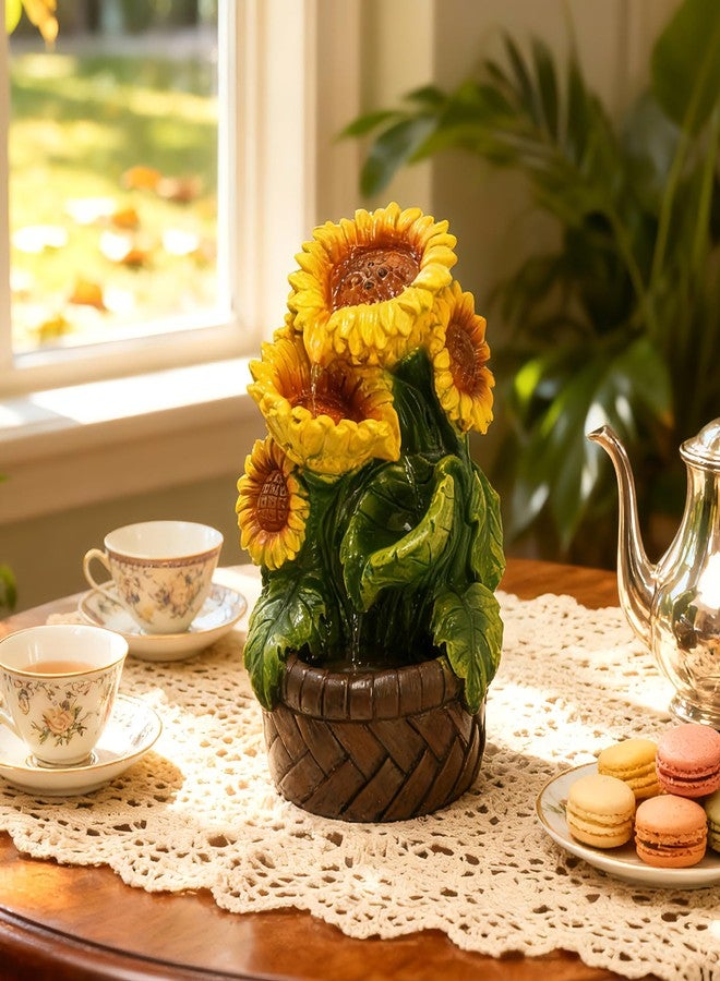 YOQUATE Tabletop Water Fountain Indoor Themed Sunflower Fountain Indoor Table Top Waterfall Desk Decor for Home Meditation Relaxation(Sun) - Image 3