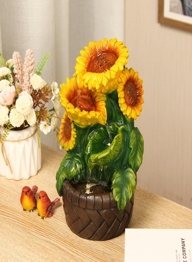 YOQUATE Tabletop Water Fountain Indoor Themed Sunflower Fountain Indoor Table Top Waterfall Desk Decor for Home Meditation Relaxation(Sun) - Image 5
