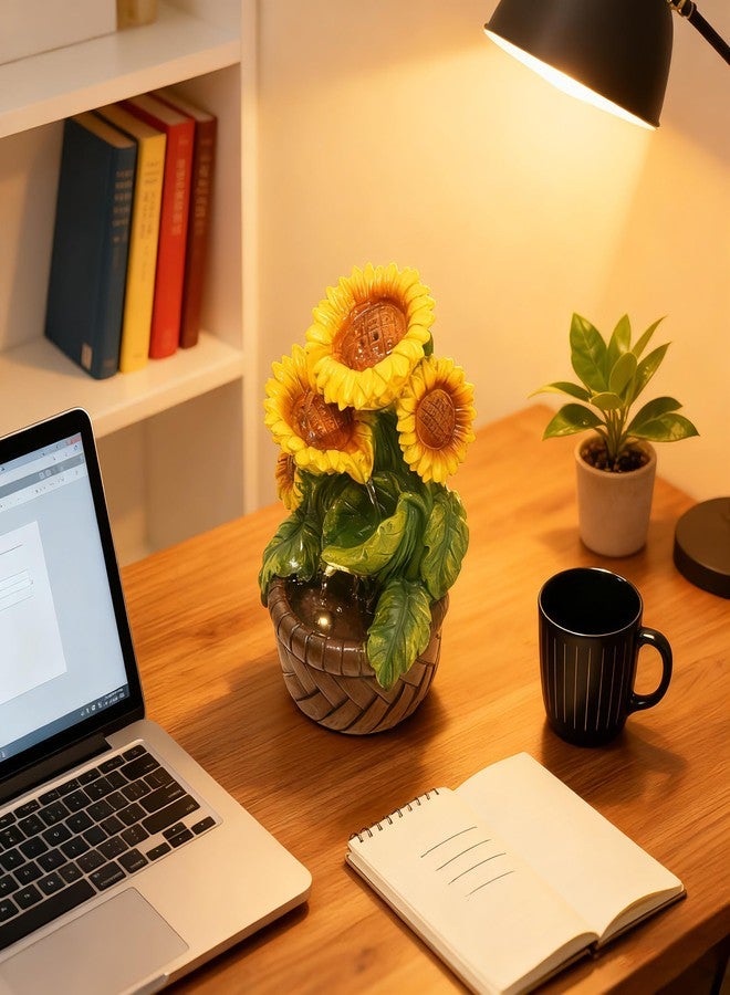 YOQUATE Tabletop Water Fountain Indoor Themed Sunflower Fountain Indoor Table Top Waterfall Desk Decor for Home Meditation Relaxation(Sun) - Image 4