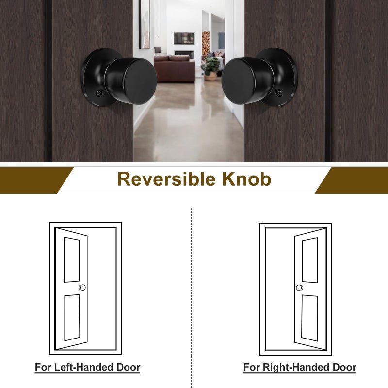 Hosom 6 Pack Passage Door Knob  Matte Black Door Knobs Keyless Doorknobs For Interior Door  Black Door Handles - Image 5