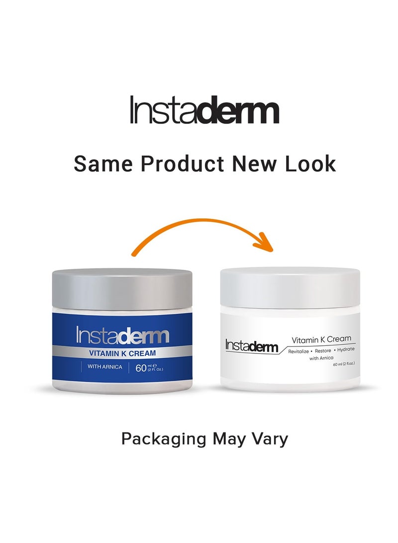 Instaderm كريم فيتامين ك من إنستاديرم - تركيبة علاج الكدمات مع الأركان. مرطب للبقع الداكنة للكدمات، والأوردة العنكبوتية، والشعيرات الدموية المكسورة. إصلاح الهالات السوداء تحت العين، والانتفاخ. - Image 3