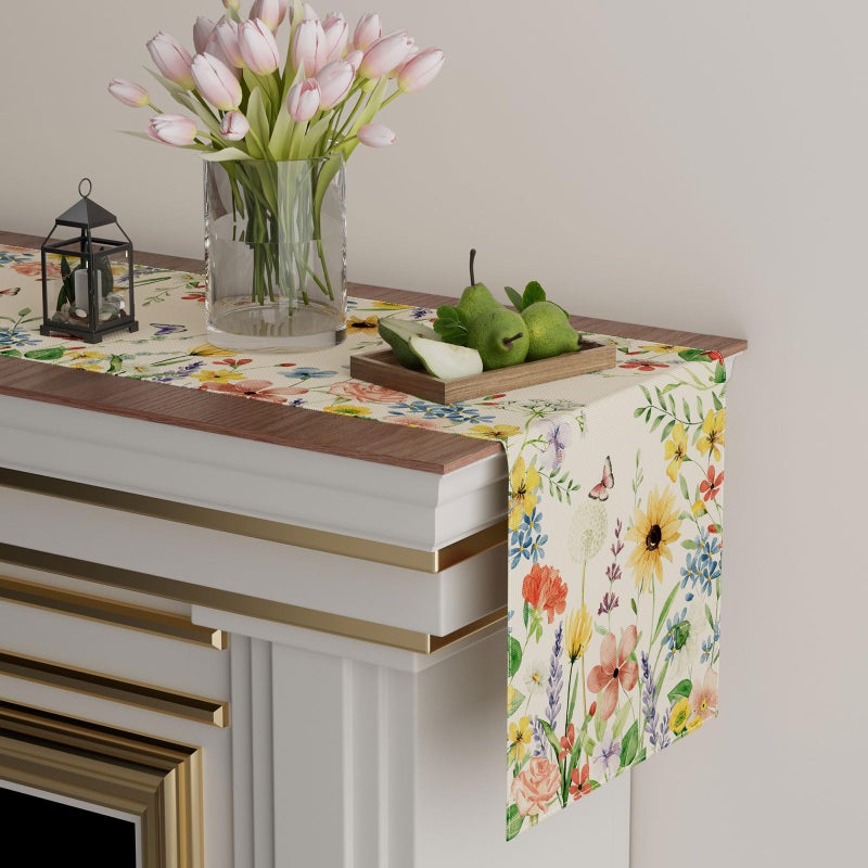 XCHI Watercolor Wildflowers Spring Table Runner Summer Table Decoration for Party Home Kitchen Dining Holiday Decor 13x72 Inch - Image 3