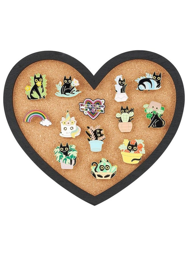 BENECREAT Pin Board Heart Cork Board Bulletin Display Board, 0.8" Thick Wall Mounted Cork Board For Brooch Pin Storage, Office Home School Wedding Decoration, 8X6.7" - Image 1