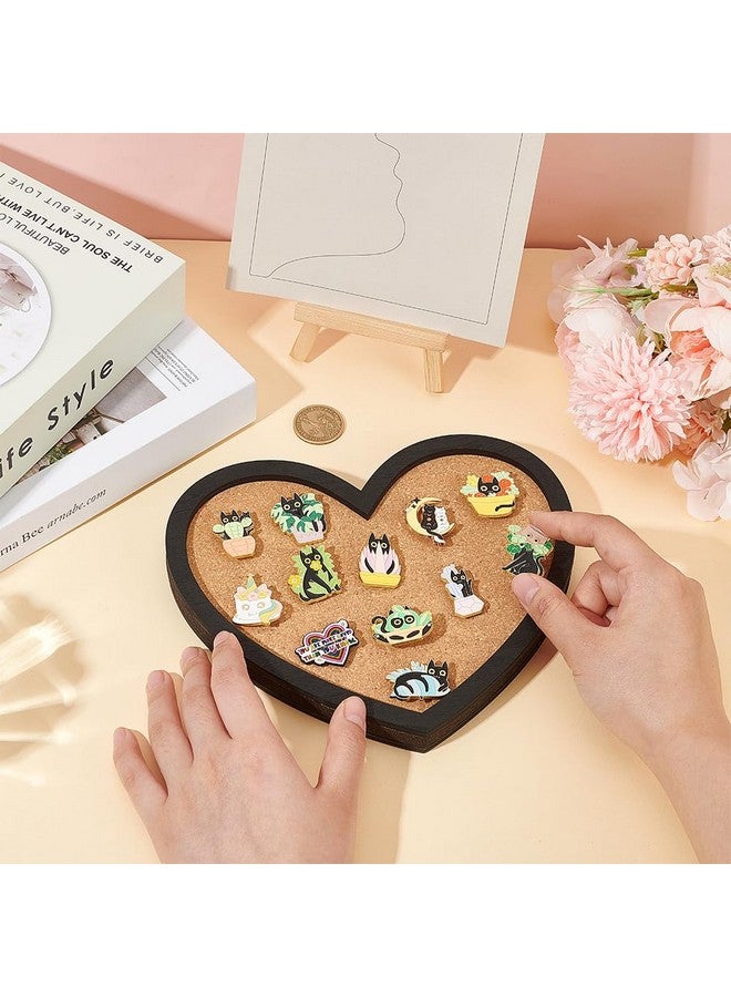 BENECREAT Pin Board Heart Cork Board Bulletin Display Board, 0.8" Thick Wall Mounted Cork Board For Brooch Pin Storage, Office Home School Wedding Decoration, 8X6.7" - Image 3