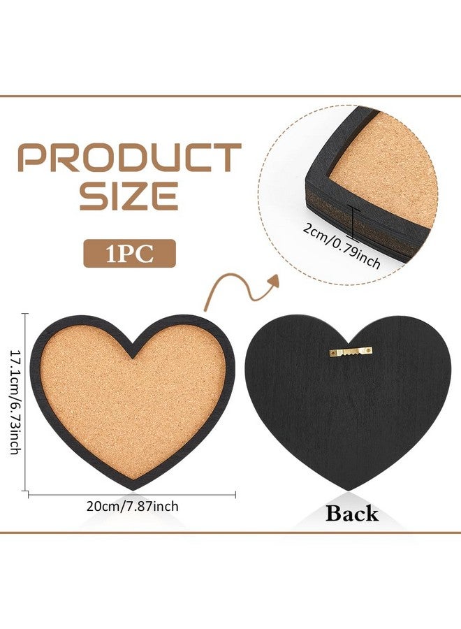 BENECREAT Pin Board Heart Cork Board Bulletin Display Board, 0.8" Thick Wall Mounted Cork Board For Brooch Pin Storage, Office Home School Wedding Decoration, 8X6.7" - Image 2