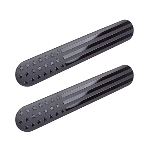 JINZHAO 3D Metal All Black American Flag Emblem Decal Stickers (1 Pair), Matte Black 6" x 1" Patriotic USA US Flag Car Decals Bumper Stickers for Truck, Window, Motorcycle - Image 1